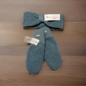 KOOLABURRA BY UGG Sherpa/ Fleece Headband and Gloves Set- Teal Blue Size L/XL